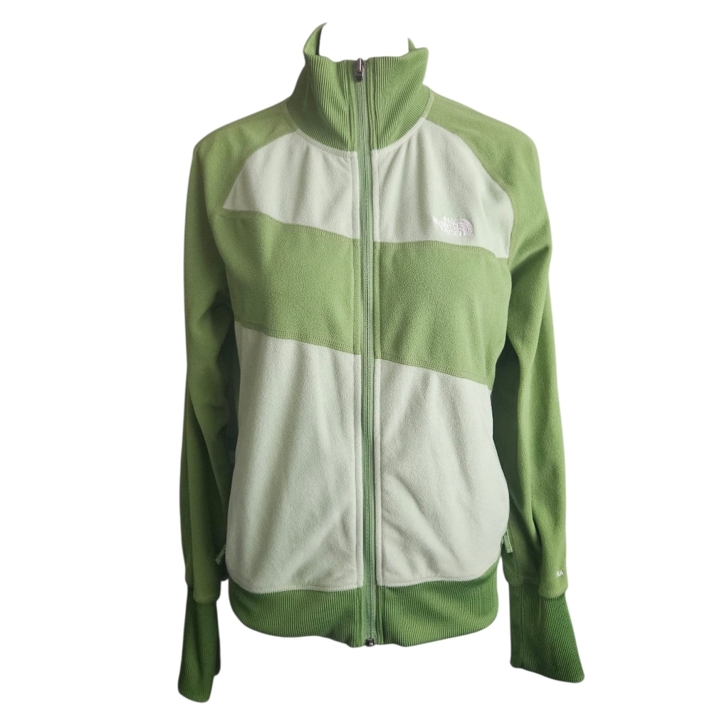 Vtg North Face Fleece Jacket Green TKA 100 Green Women Large Full‎ Zip EUC